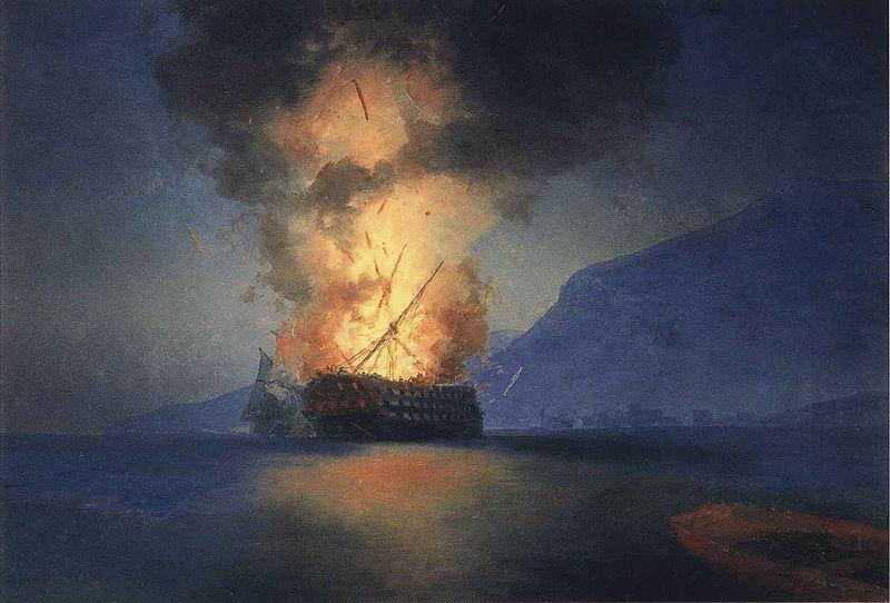 Ivan Aivazovsky Exploding Ship oil painting image